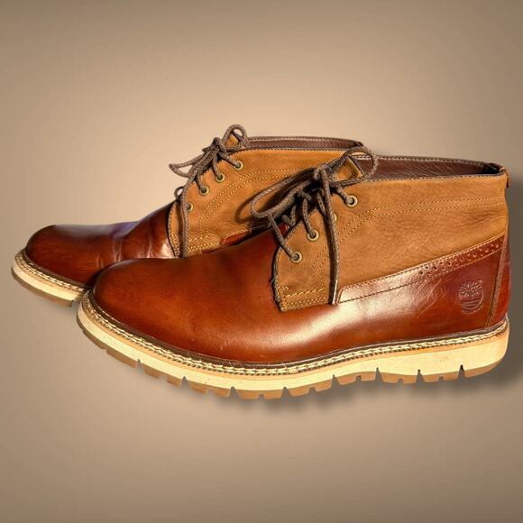 Men's Size 11 TIMBERLAND Britton Hill Waterproof Chestnut Leather Chukka Boots - Picture 3 of 12